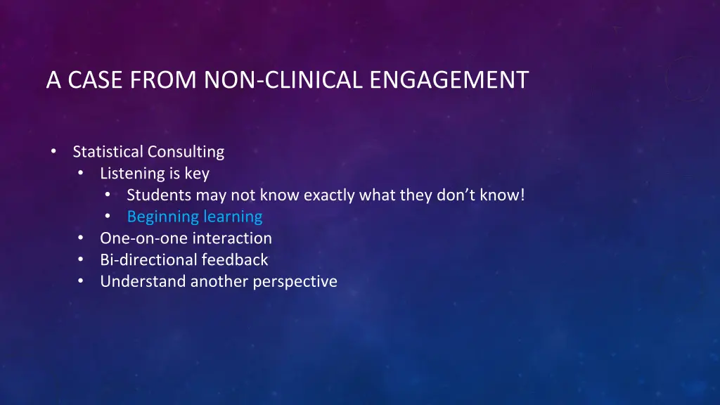 a case from non clinical engagement