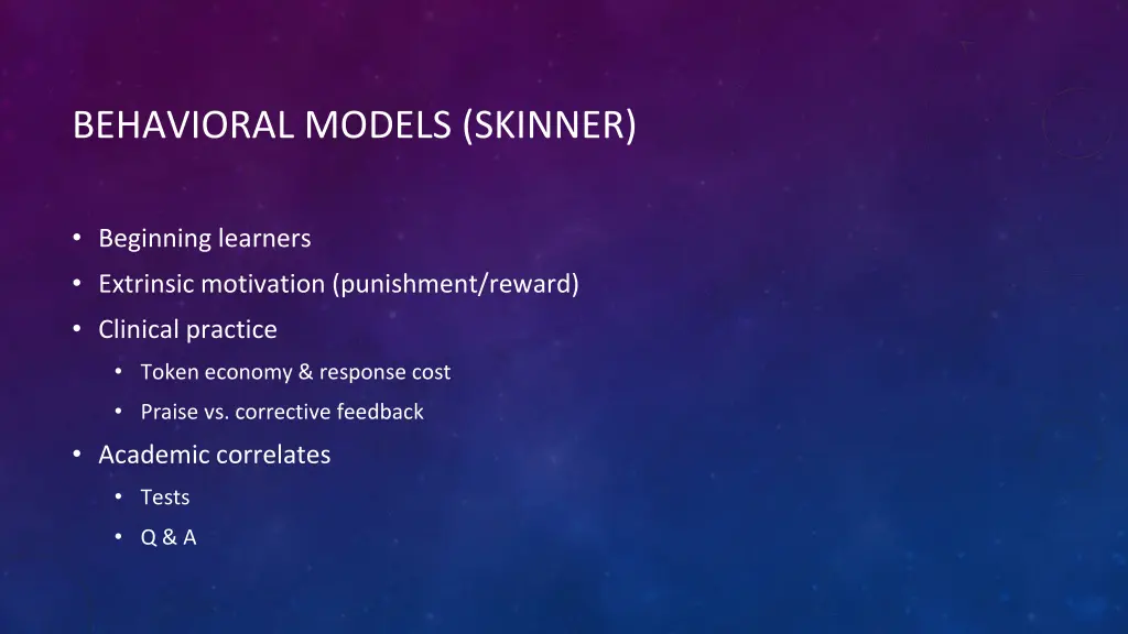 behavioral models skinner