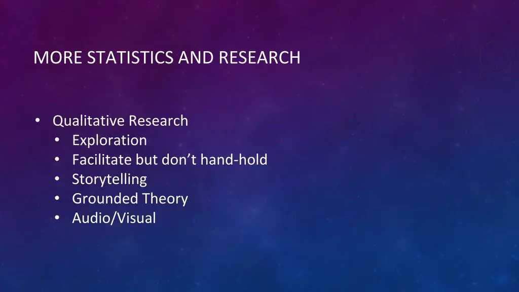 more statistics and research