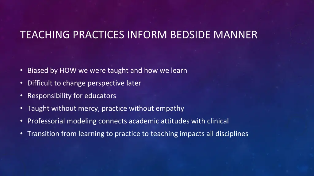 teaching practices inform bedside manner