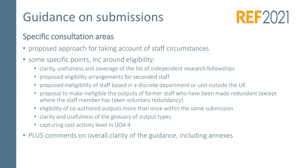 guidance on submissions