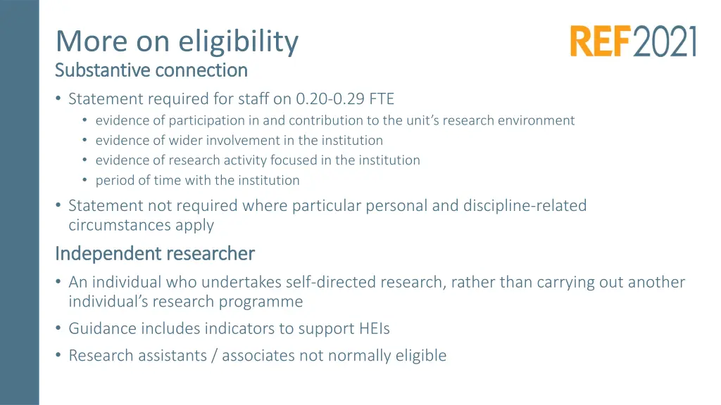 more on eligibility substantive connection