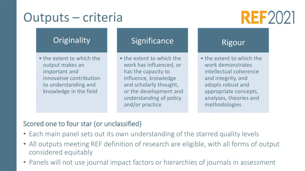 outputs criteria