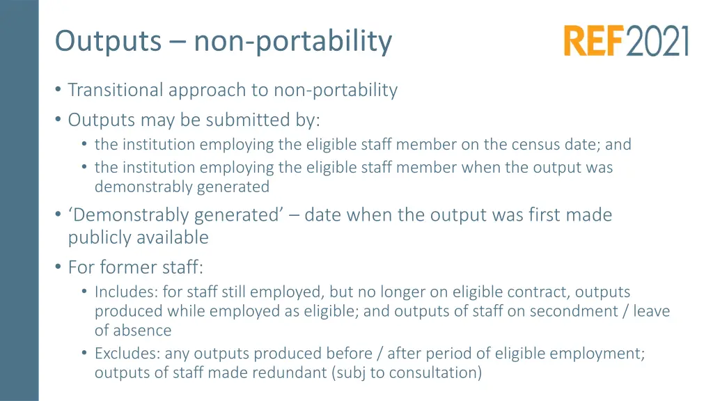 outputs non portability