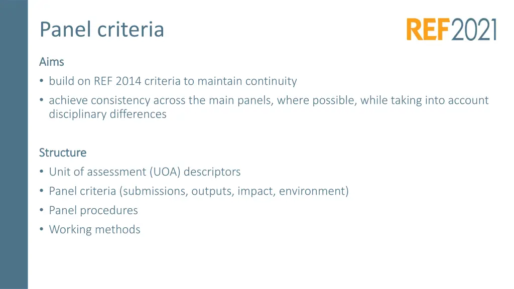 panel criteria