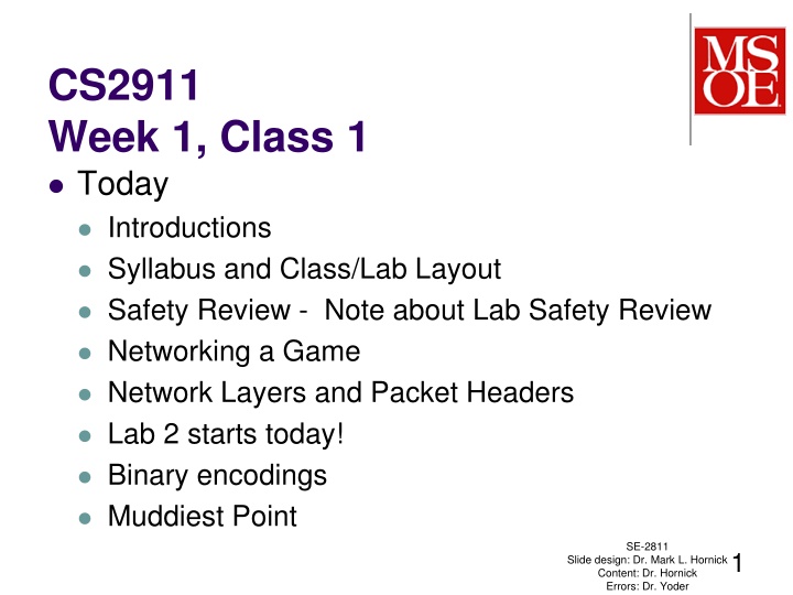 cs2911 week 1 class 1 today introductions