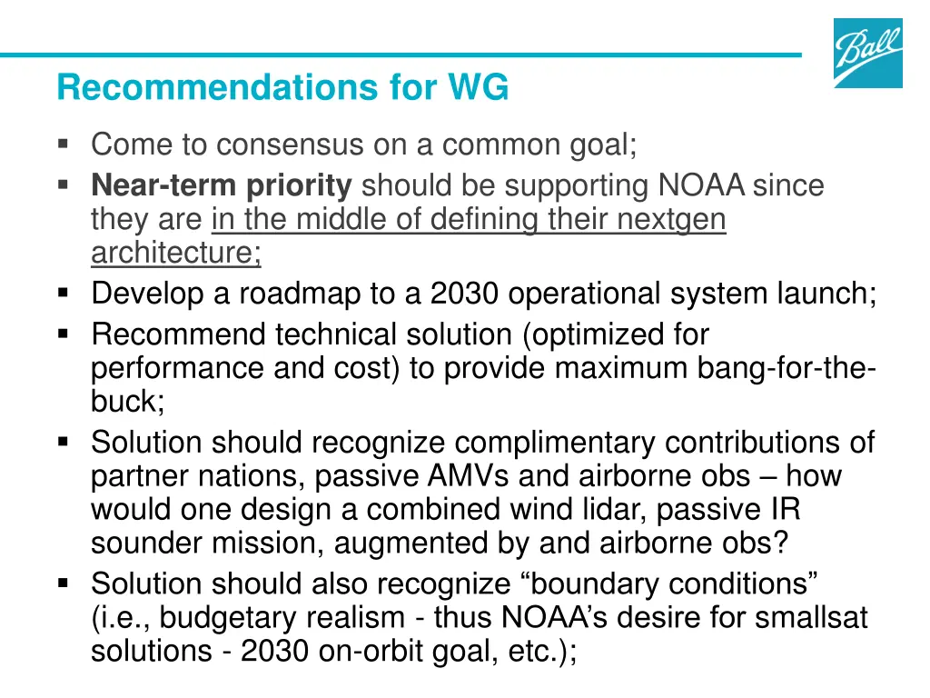 recommendations for wg
