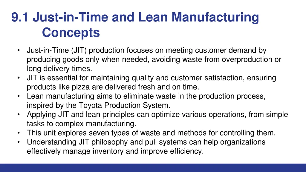 9 1 just in time and lean manufacturing concepts
