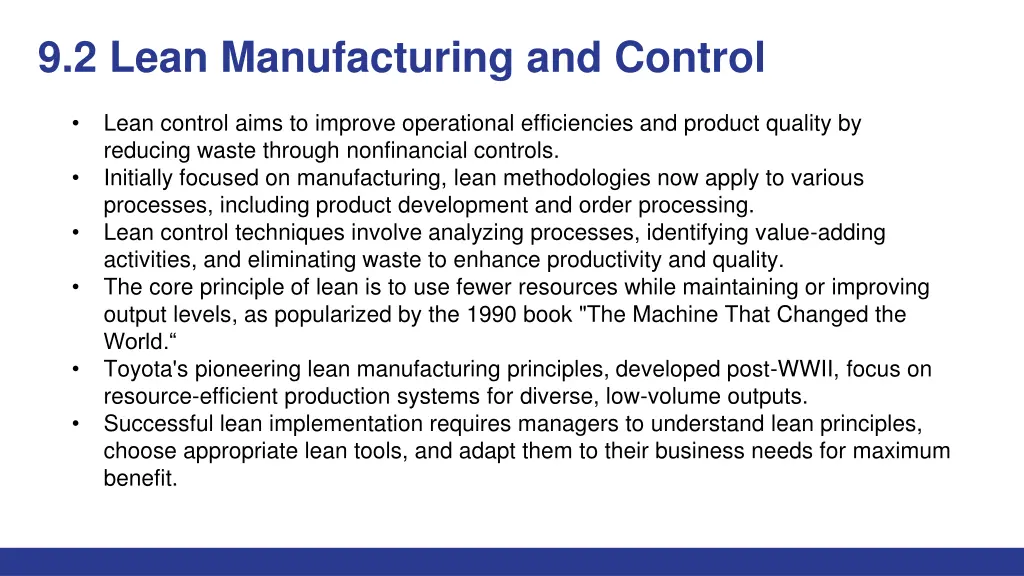 9 2 lean manufacturing and control