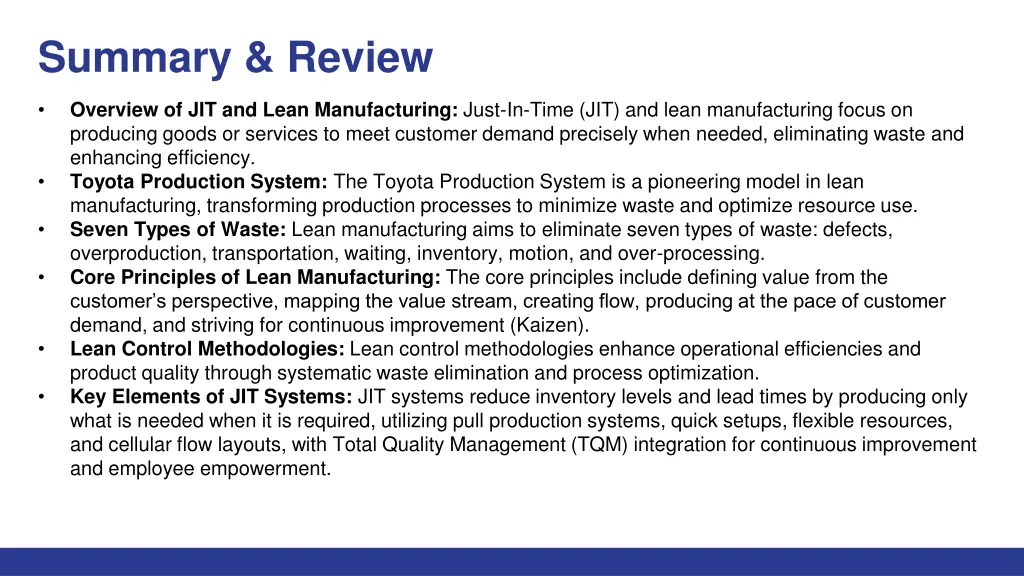 summary review