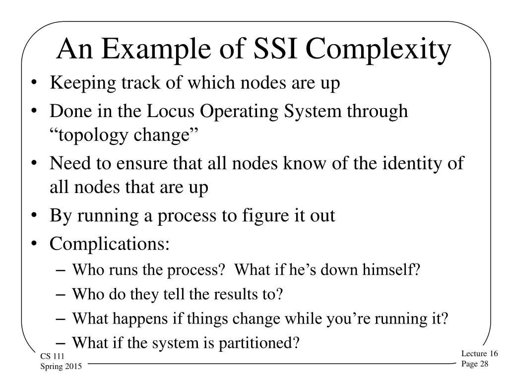 an example of ssi complexity keeping track