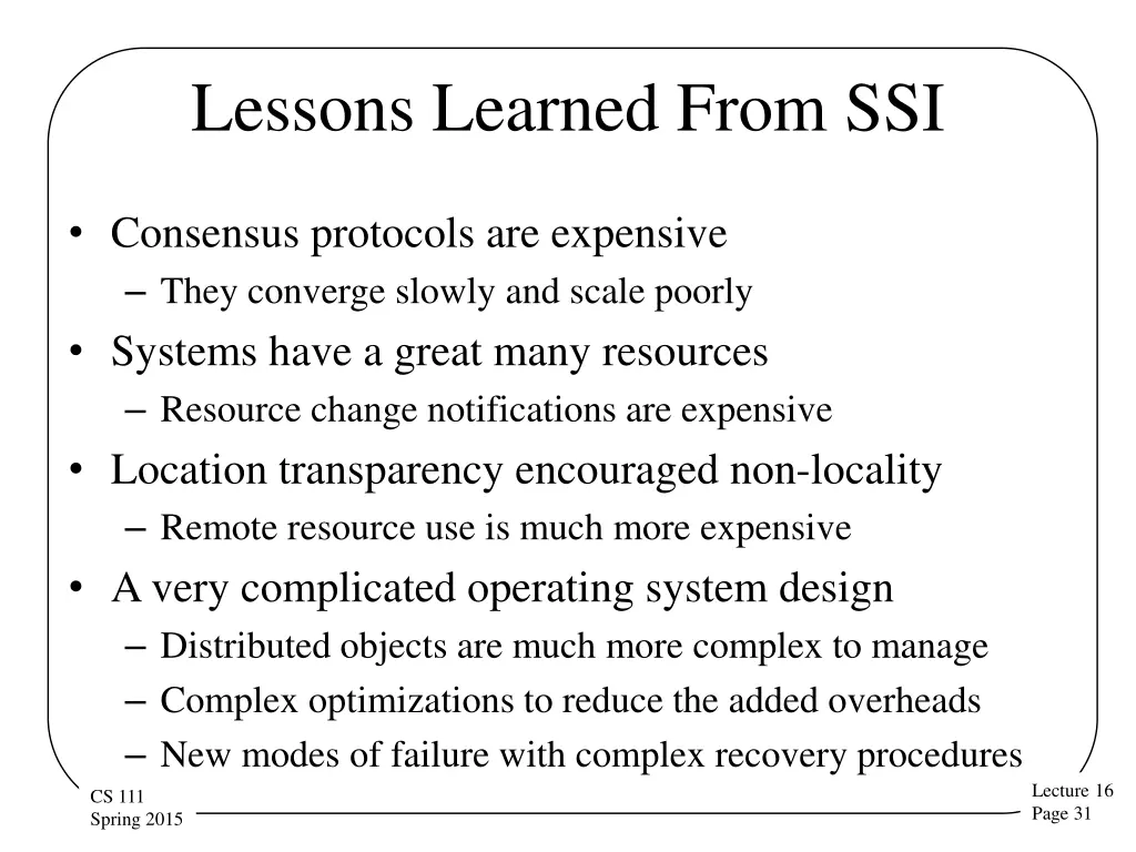 lessons learned from ssi