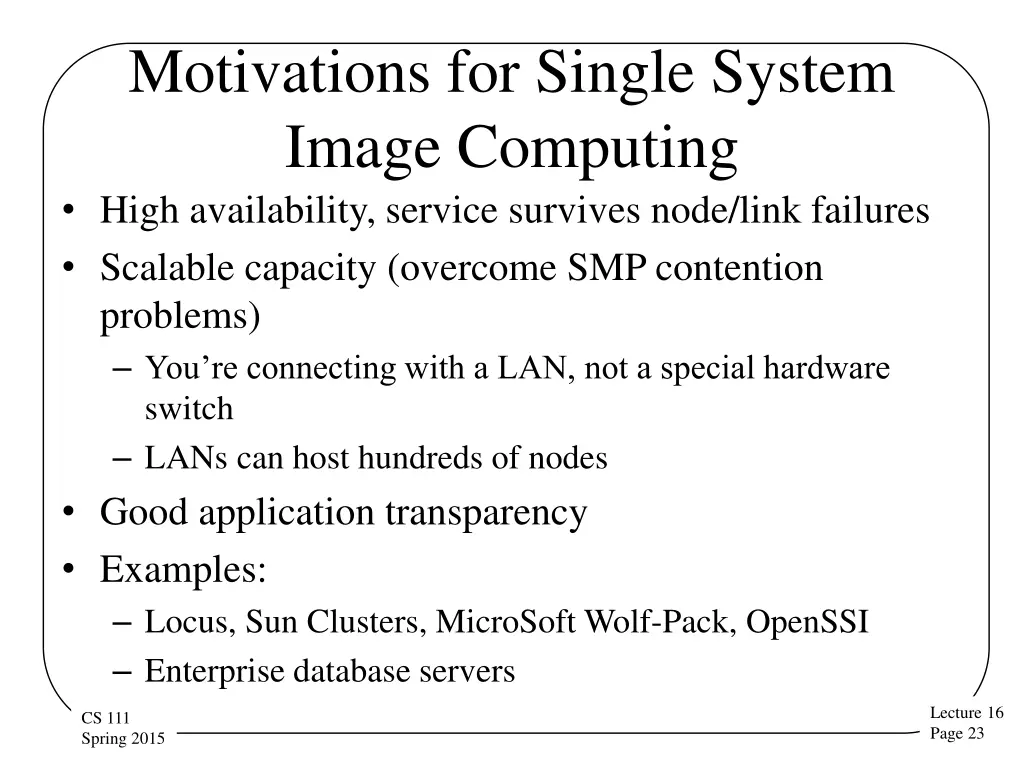 motivations for single system image computing