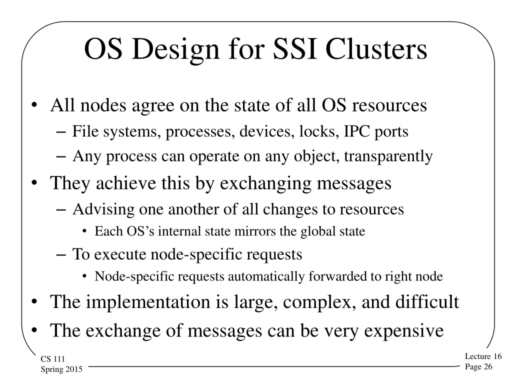 os design for ssi clusters