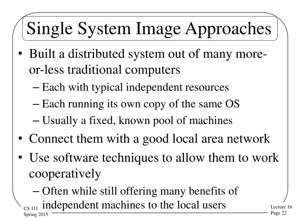single system image approaches