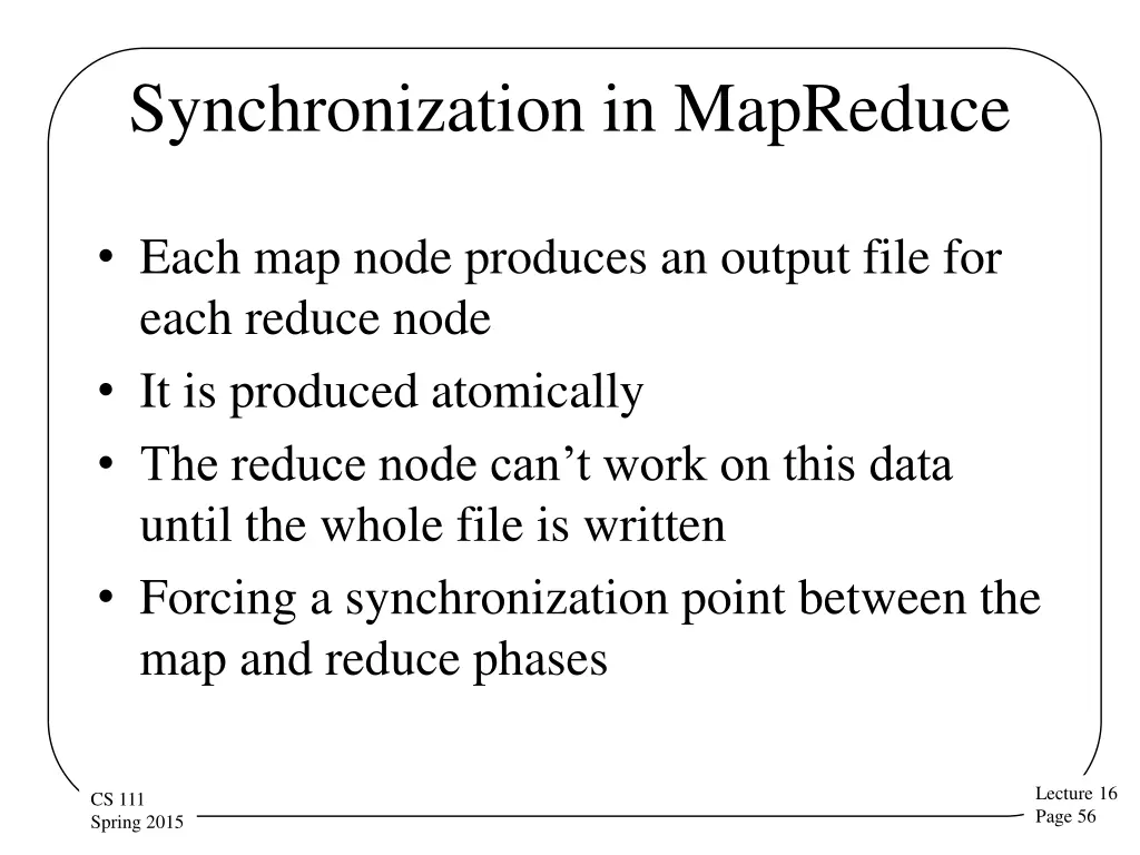 synchronization in mapreduce