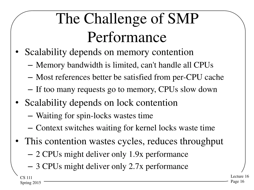 the challenge of smp performance scalability