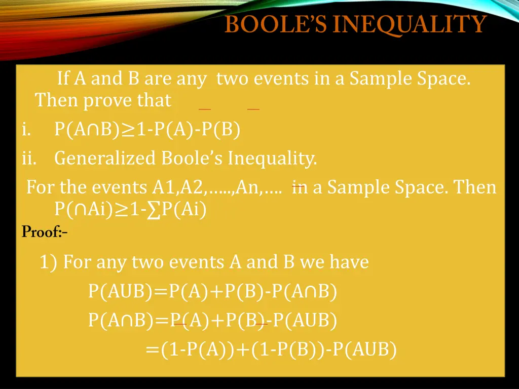 if a and b are any two events in a sample space