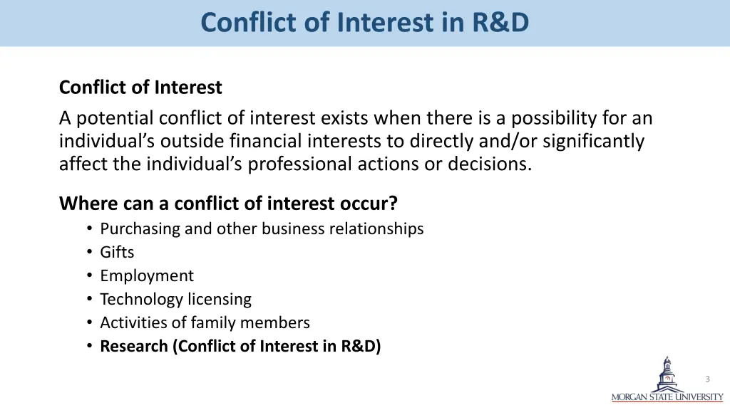 conflict of interest in r d