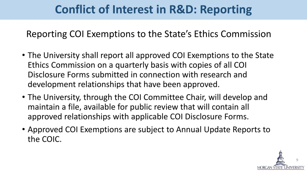 conflict of interest in r d reporting