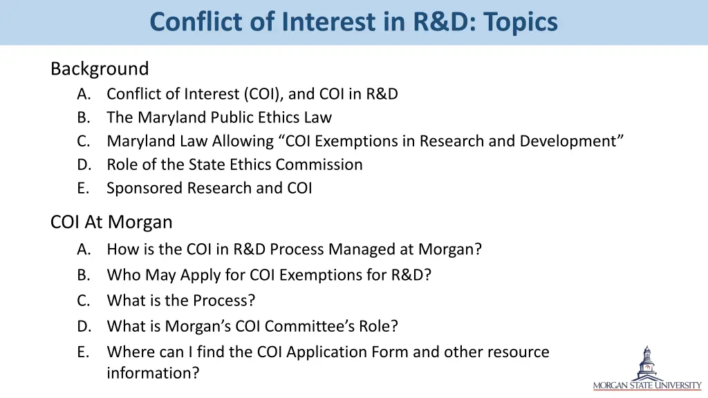 conflict of interest in r d topics