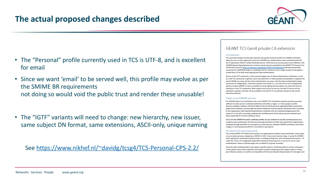 the actual proposed changes described
