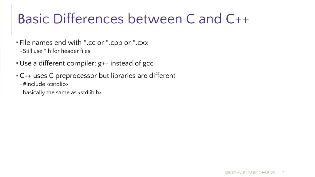 basic differences between c and c