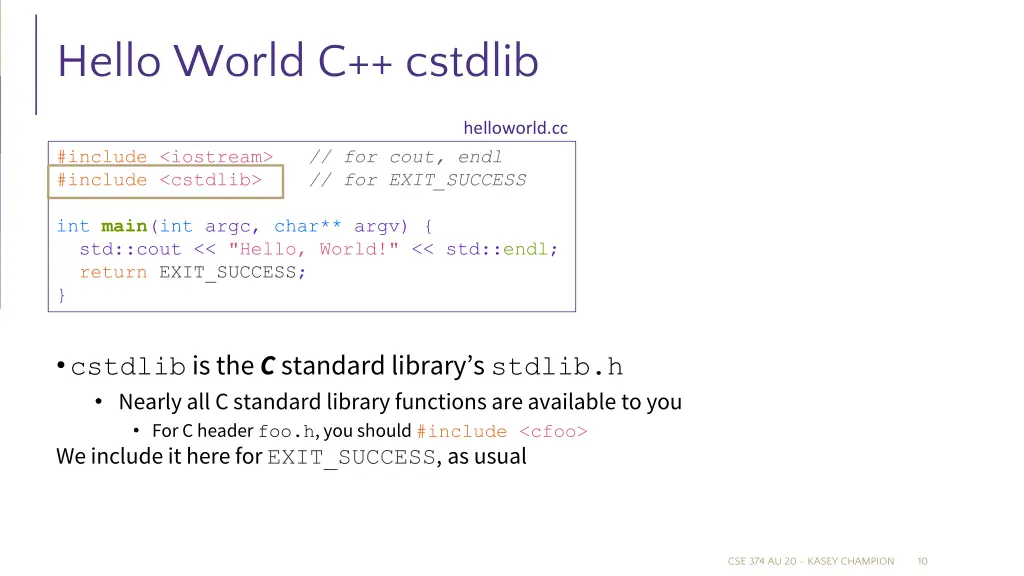hello world c cstdlib