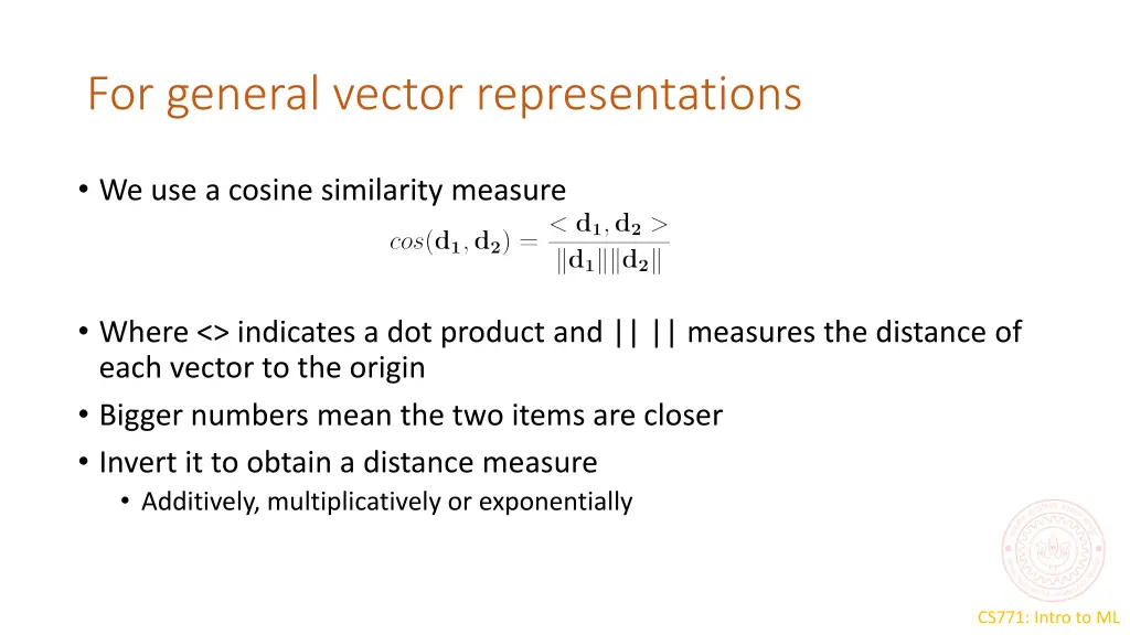 for general vector representations