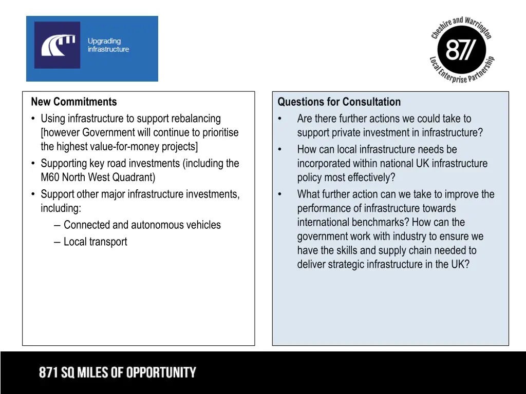 new commitments using infrastructure to support