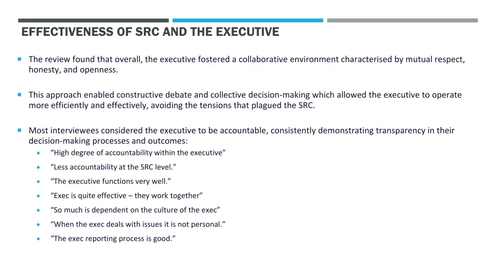 effectiveness of src and the executive 3