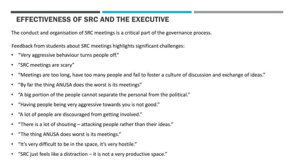 effectiveness of src and the executive