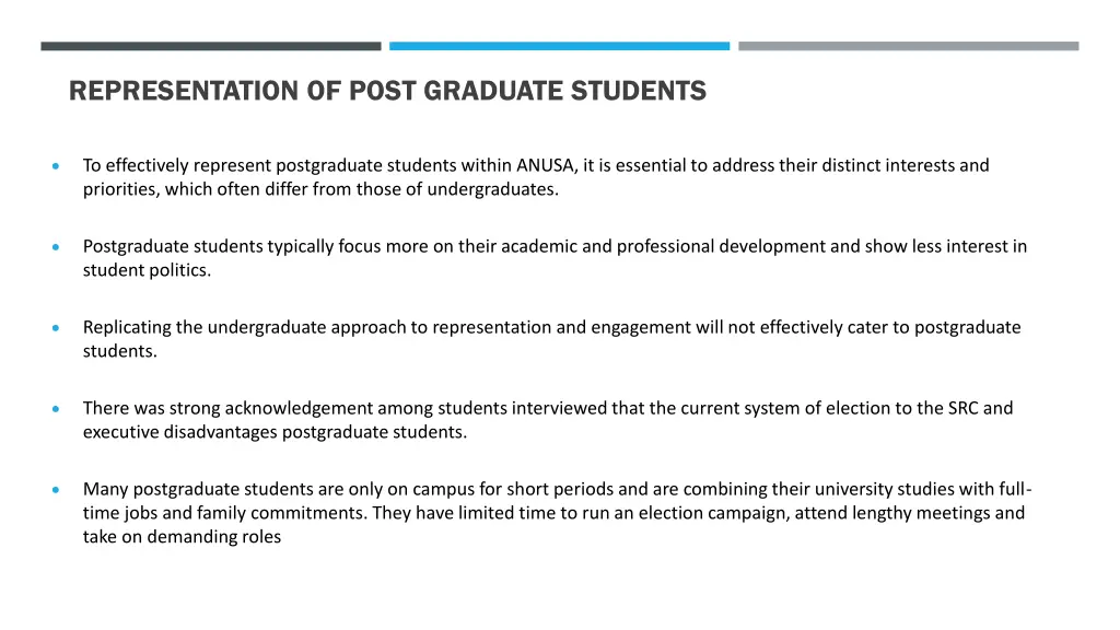 representation of post graduate students