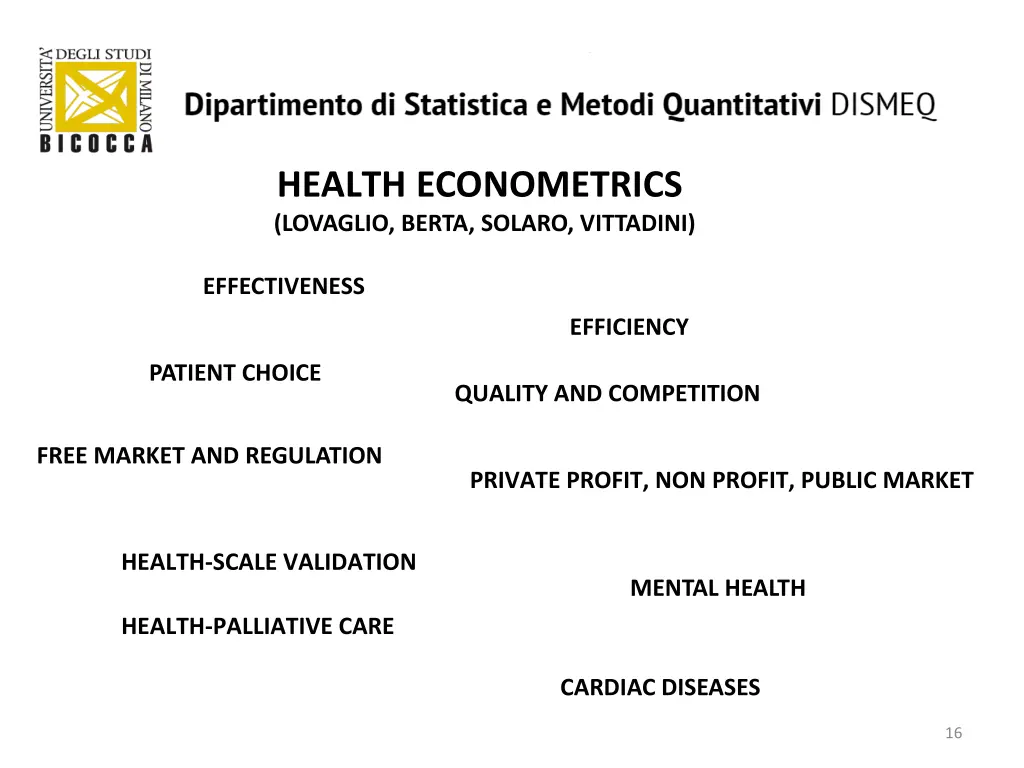 health econometrics lovaglio berta solaro