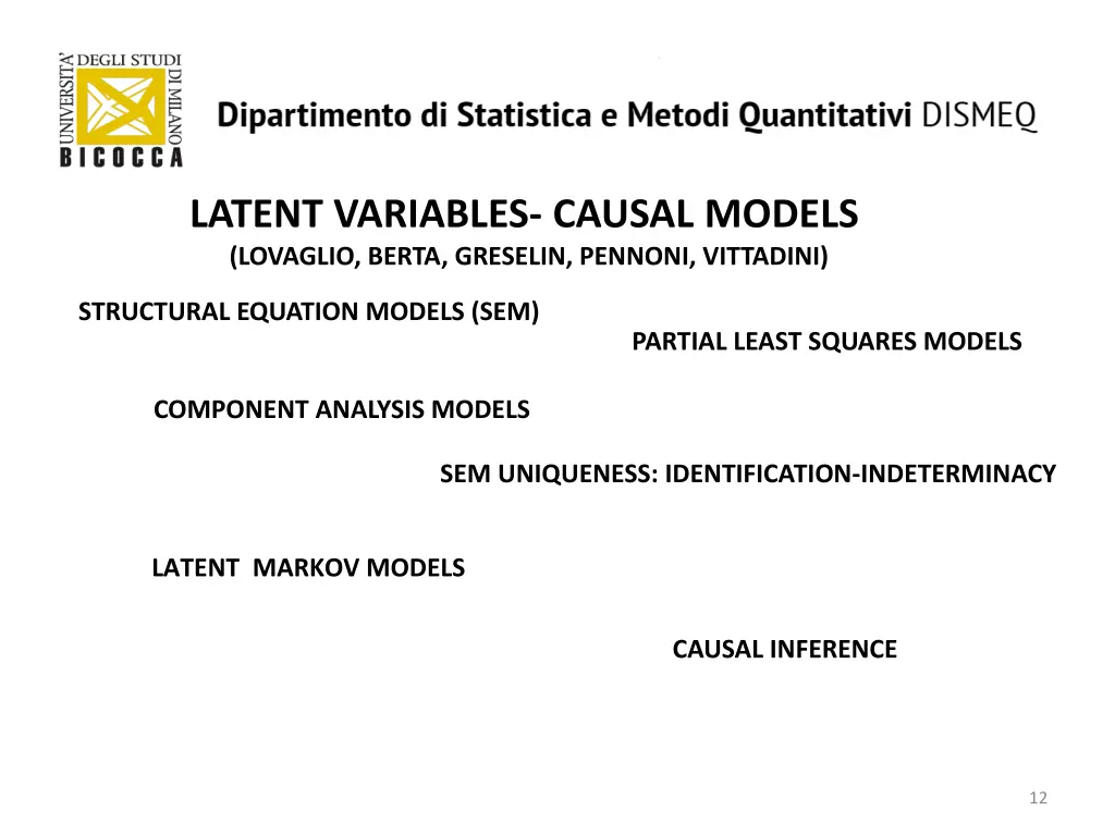latent variables causal models lovaglio berta