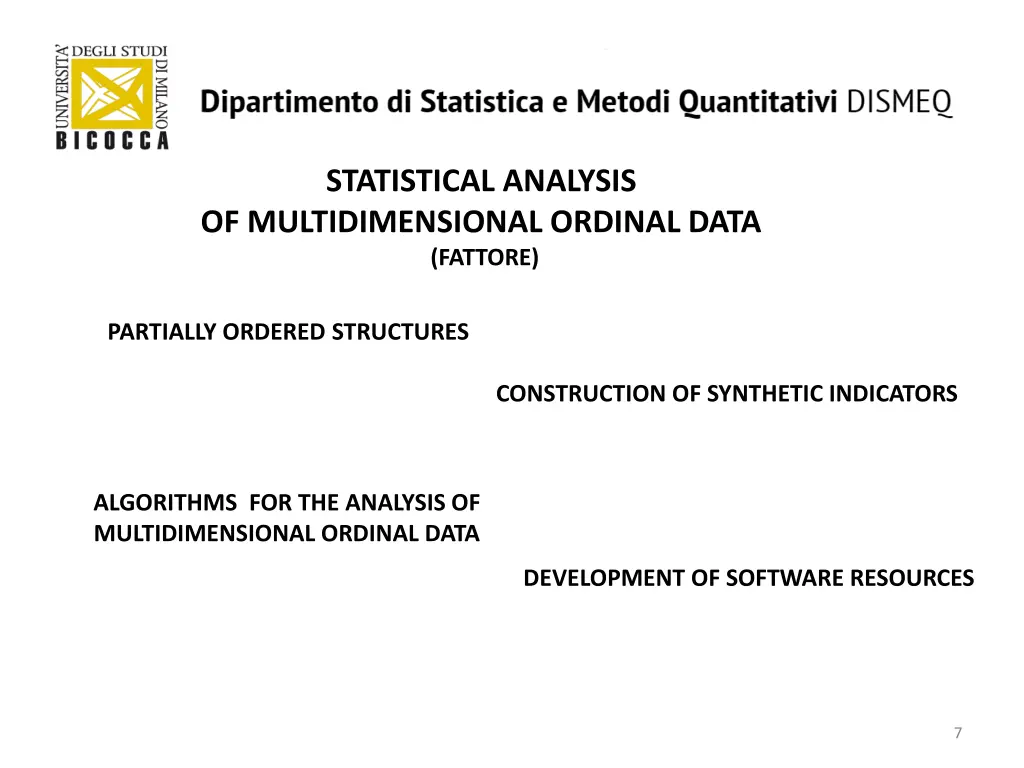 statistical analysis of multidimensional ordinal