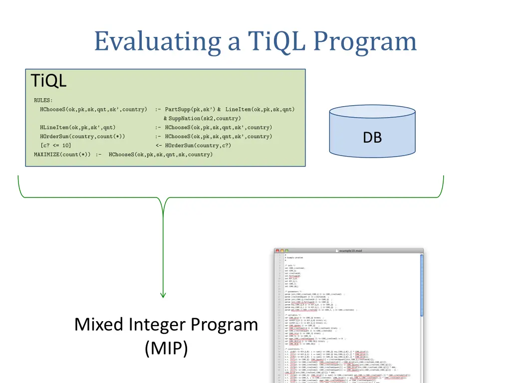 evaluating a tiql program