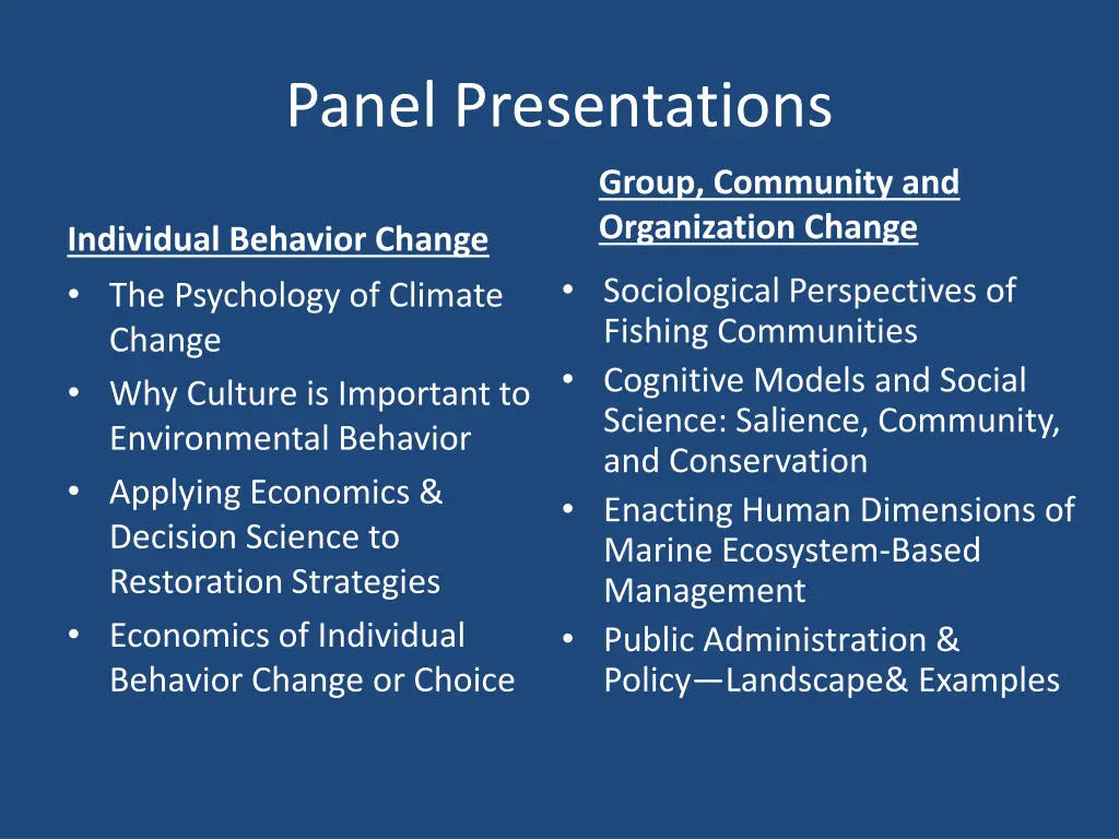 panel presentations