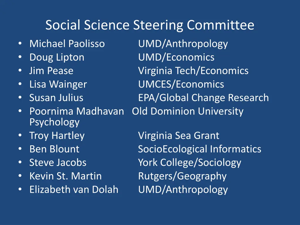 social science steering committee michael