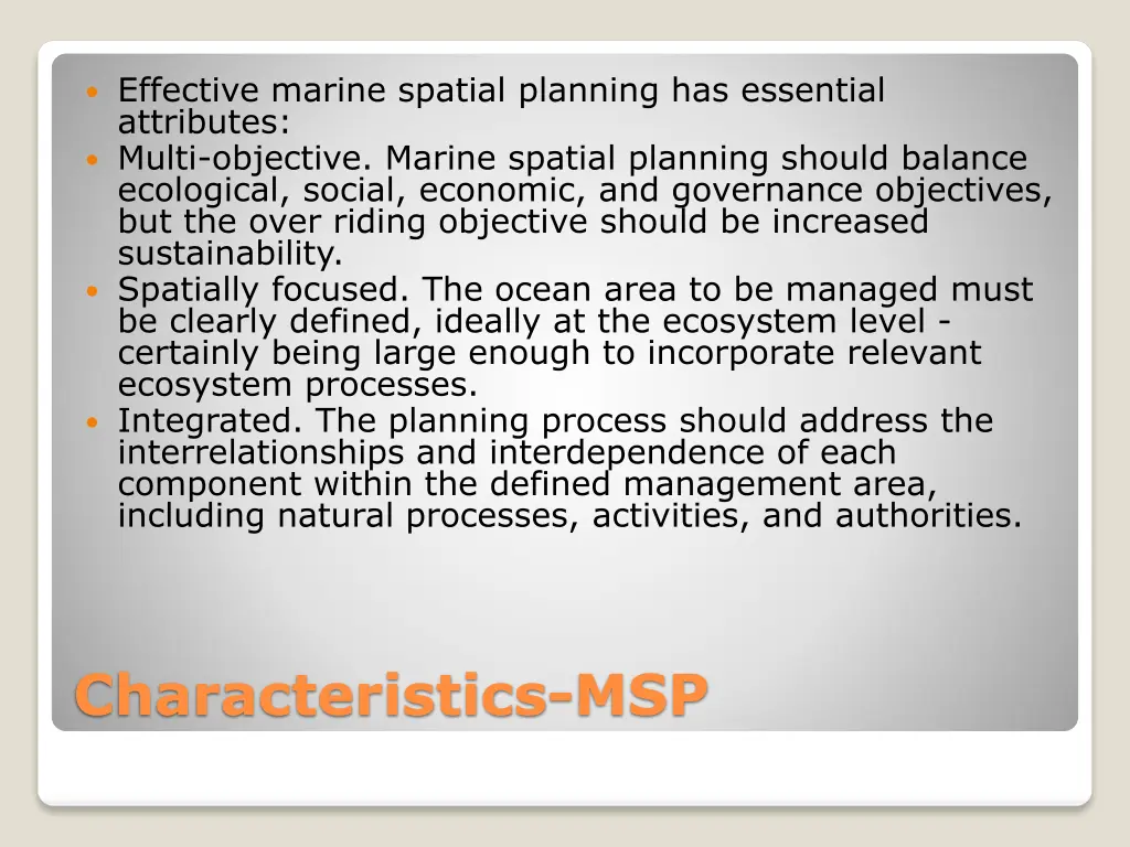 effective marine spatial planning has essential