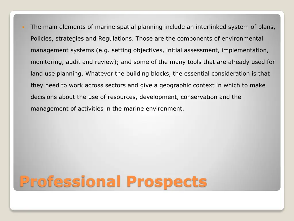 the main elements of marine spatial planning