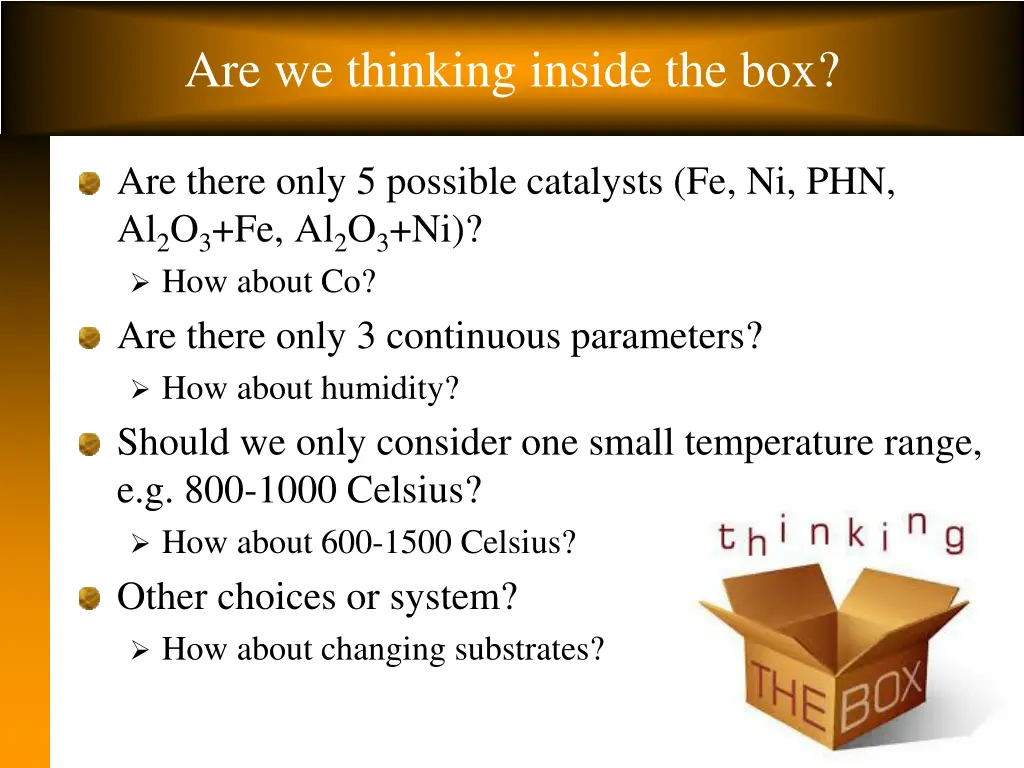 are we thinking inside the box
