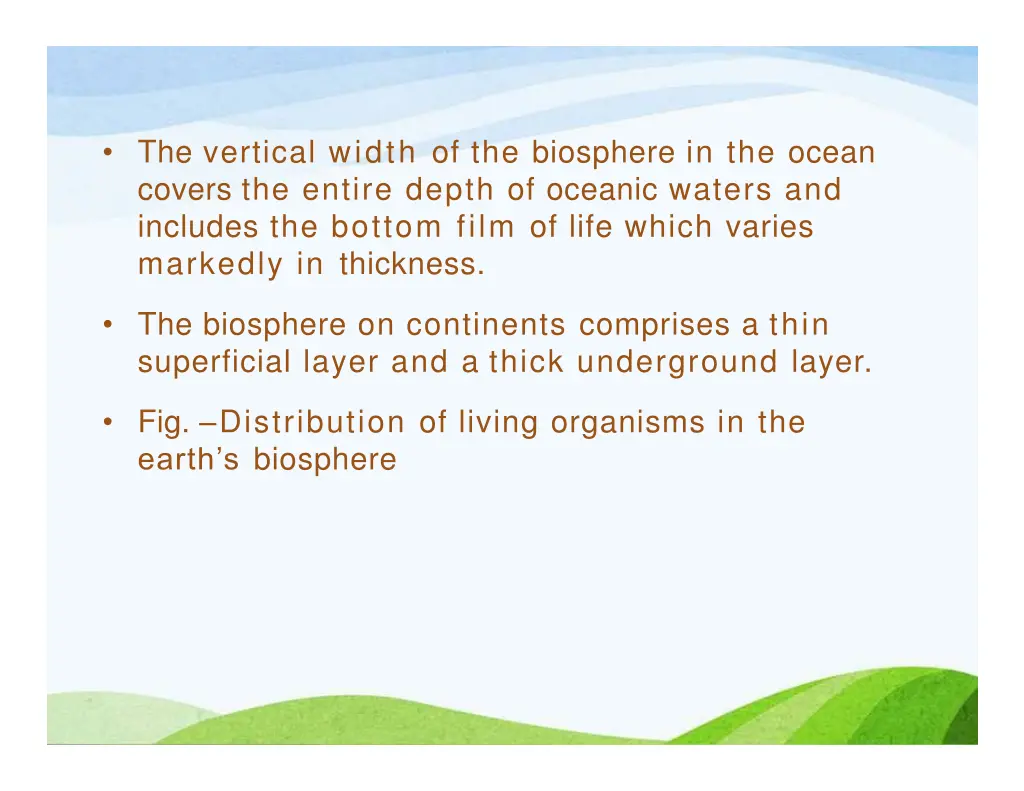 the vertical width of the biosphere in the ocean