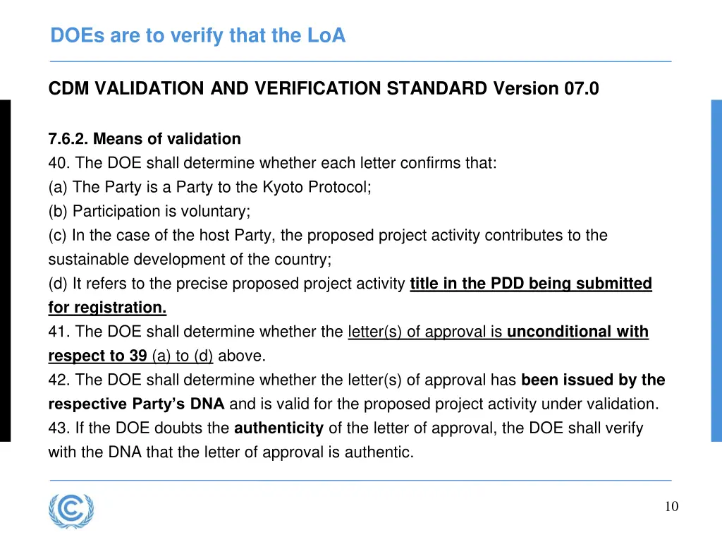 does are to verify that the loa