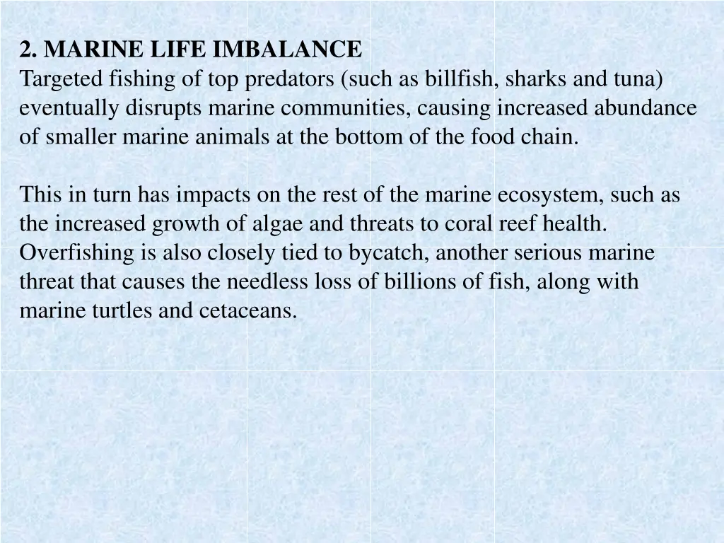 2 marine life imbalance targeted fishing