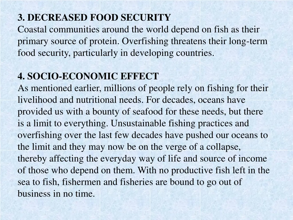 3 decreased food security coastal communities