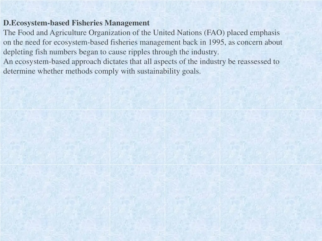 d ecosystem based fisheries management the food