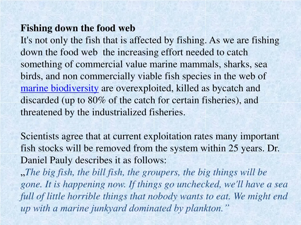 fishing down the food web it s not only the fish