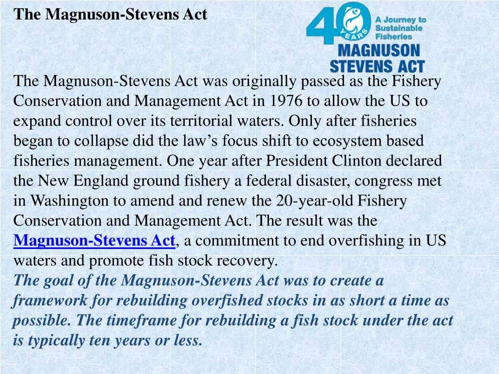 the magnuson stevens act
