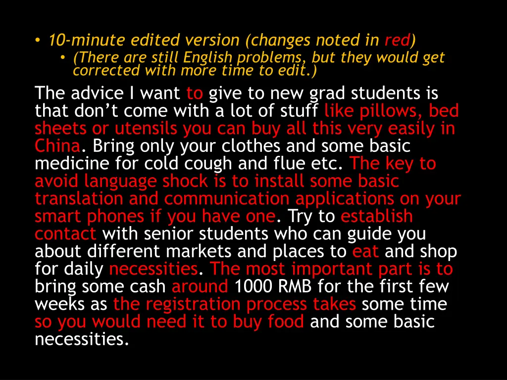 10 minute edited version changes noted